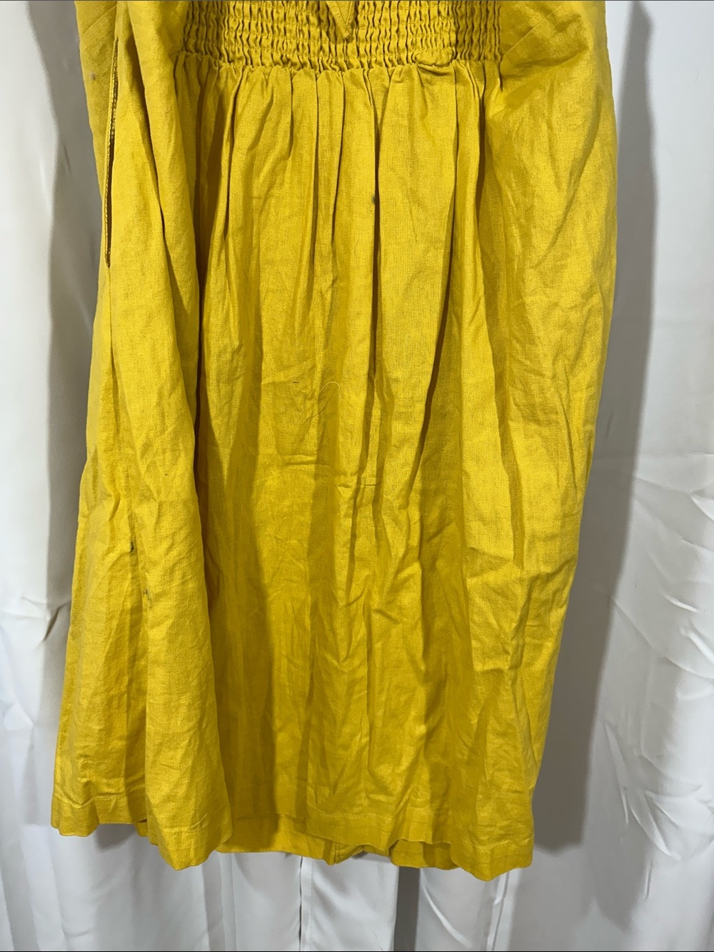 City Chic Yellow Linen Blend Bow Smocked Back Sundress Women's XXL/24 - Picture 8 of 10